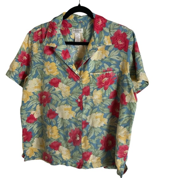 Jones New York women’s Floral Short Sleeve Shirt X-Large - Picture 1 of 6